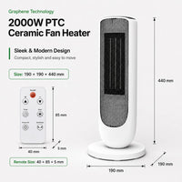 Space Heater 2000W PTC Ceramic Heater with Remote Control