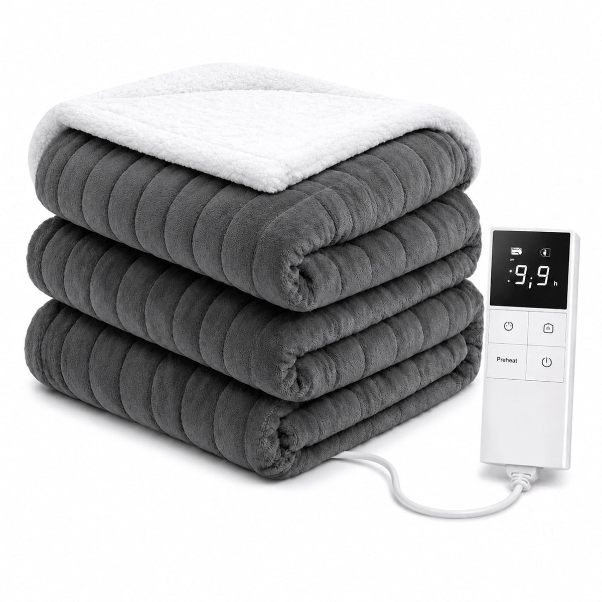 LEVSON Heated Throw Blanket - Grey 180 × 130 cm